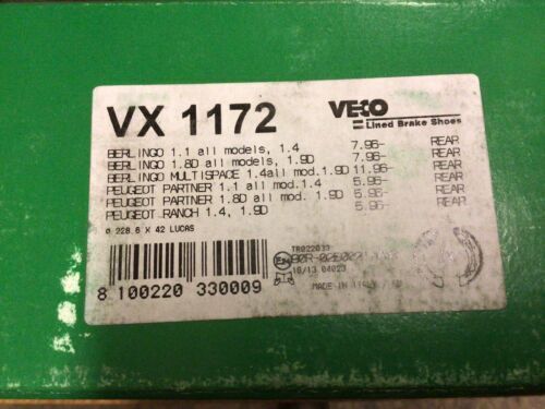 Peugeot Partner Citroen Berlingo 1996 on brake shoe set Veco VX1172